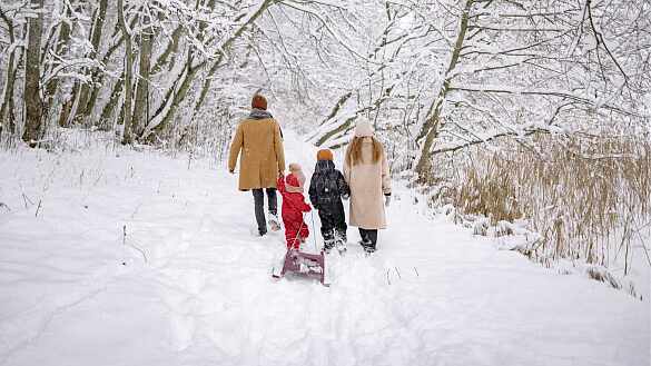 Familie in Schneelandschaft