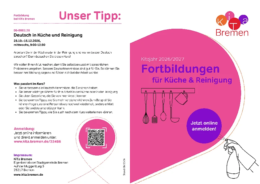 Flyer: Fortbildungen für Hauswirtschaftskräfte