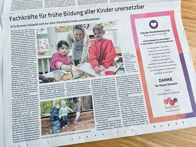 Anzeige im WESER-KURIER am 15. Mai 2023
