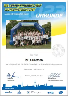 Team-Urkunde BMW-Firmenlauf 2023