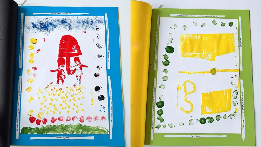 Internationaler Kindertag: Kinderkunstwerke aus dem Kinder- und Familienzentrum Bei den drei Pfählen