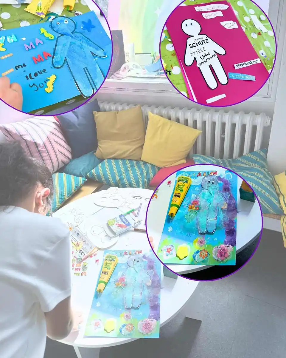 Kinder beim Basteln zur Fragestellung: Bastle dir deine perfekten Eltern