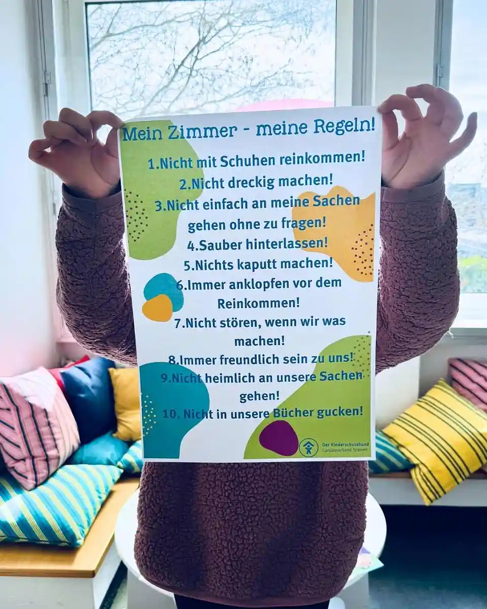 Plakat mit Kinderzimmerregeln