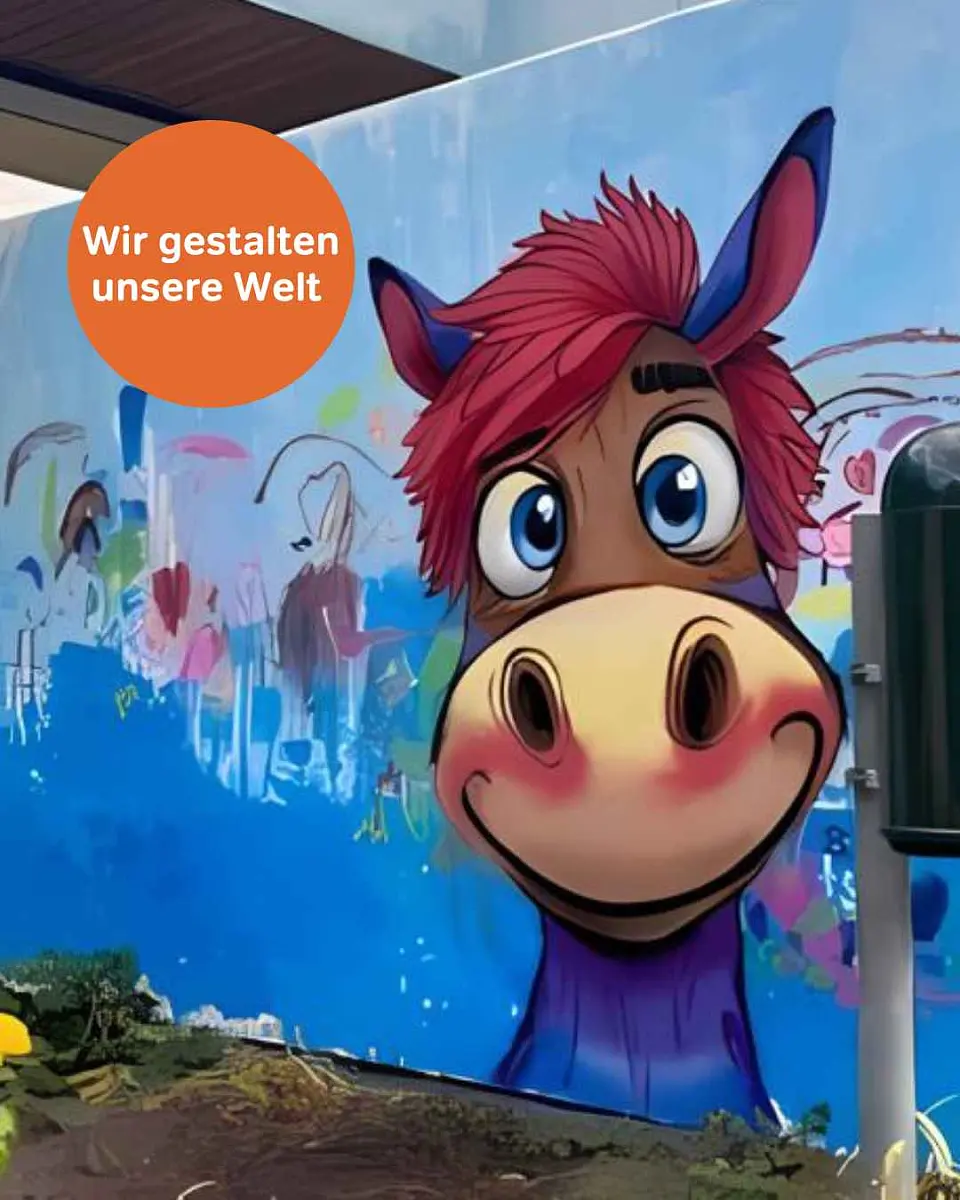 Wir gestalten unsere Welt | Esel auf Wand