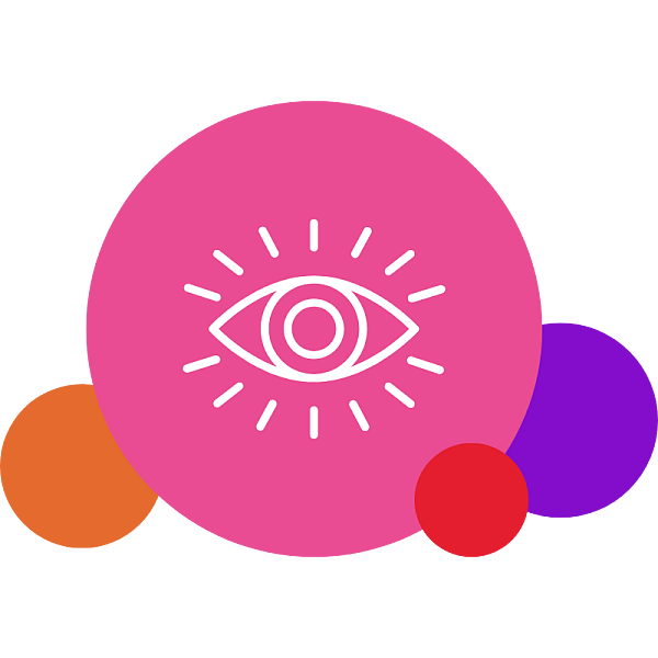 Auge in bunten Bällen