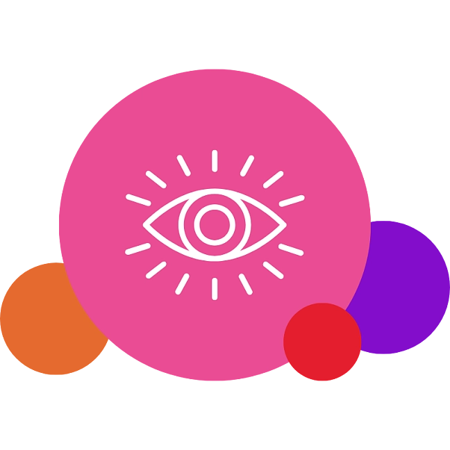 Auge in bunten Bällen